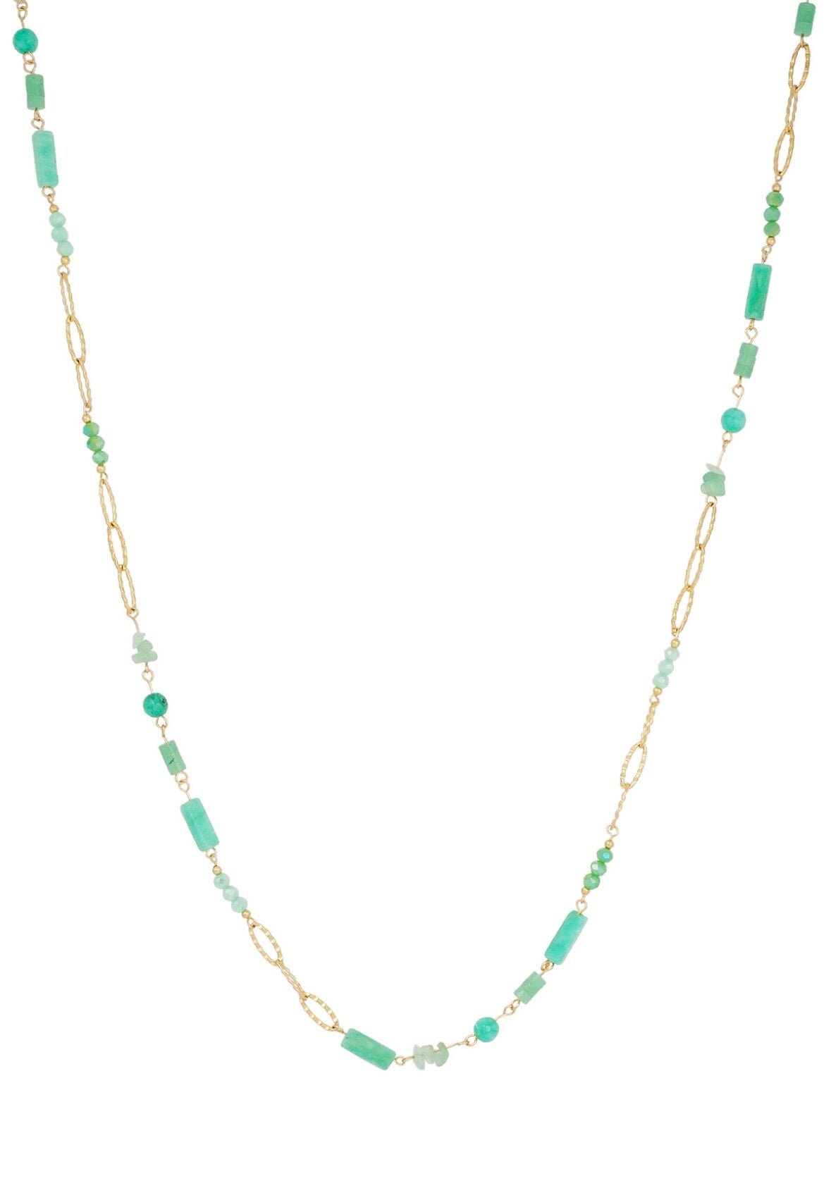 Sautoir pierres  - Doré/turquoise