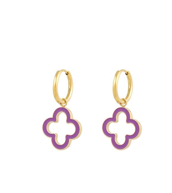Boucles d'oreilles trèfle éclat- doré/violet