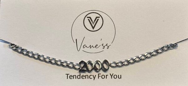 Bracelet chaîne année de naissance - Argenté