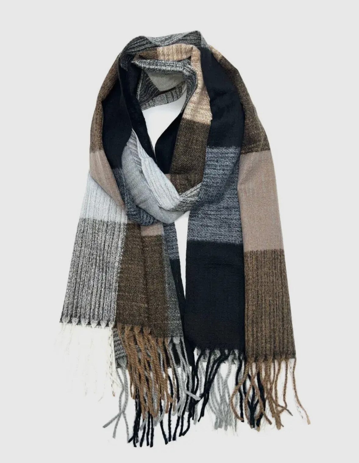 Echarpe Homme frange - Brun