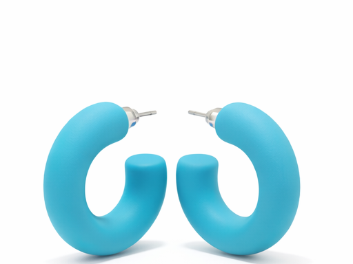 Boucles d'oreilles créole - bleu turquoise