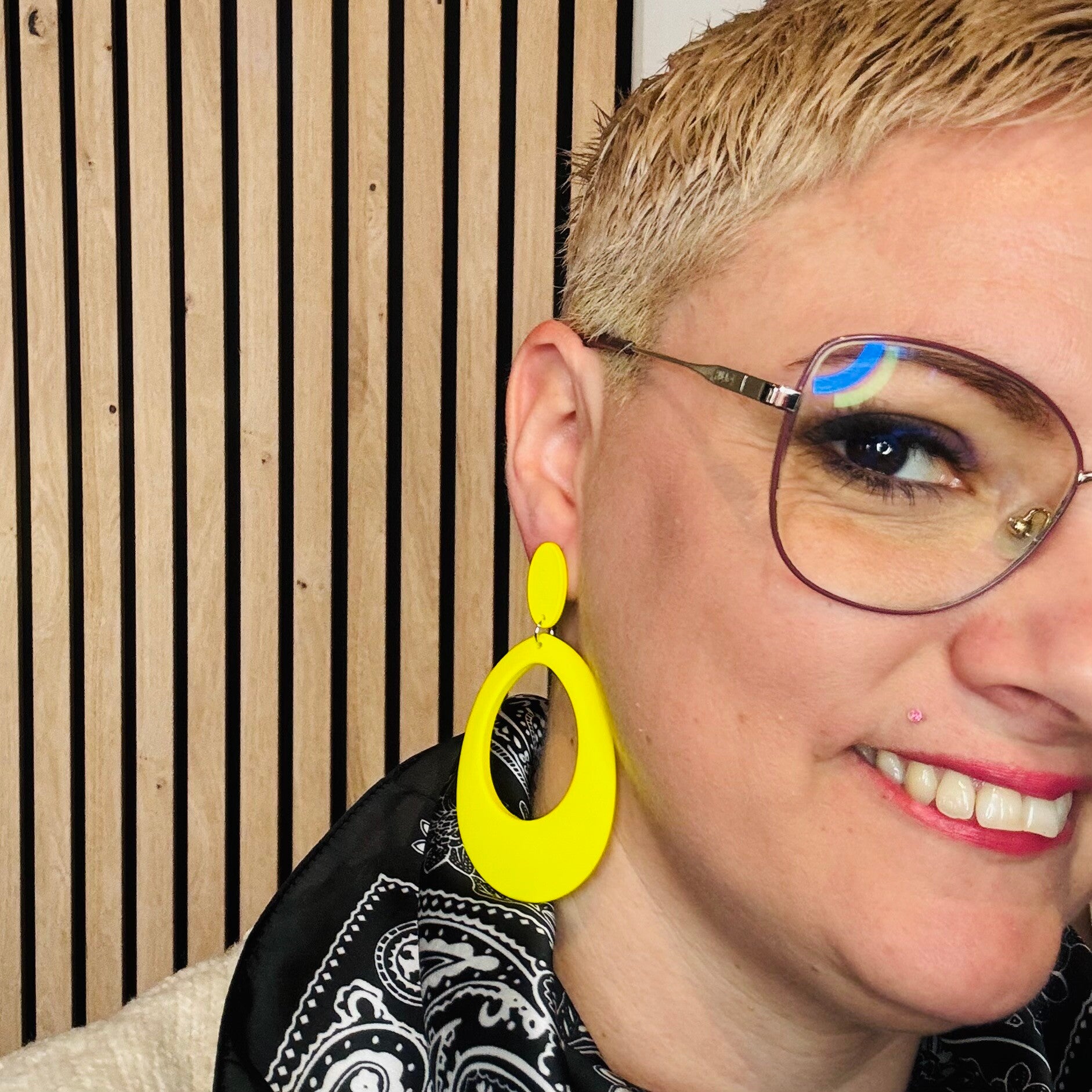 Boucles d'oreilles ovale - Jaune Fluo