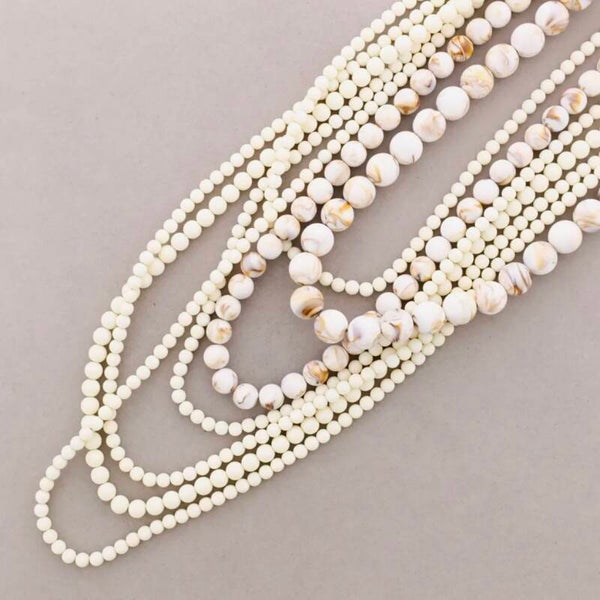 Collier multirang perles résine - Beige