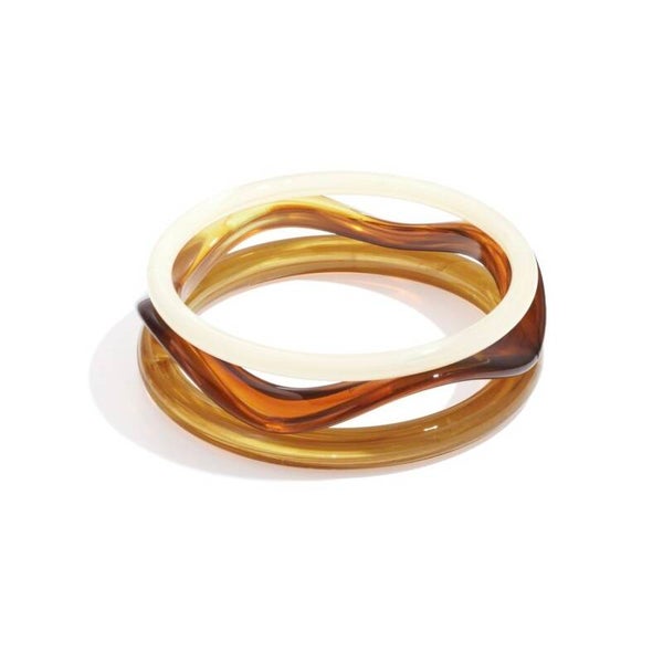 Bracelet multiple en acrylique - Beige