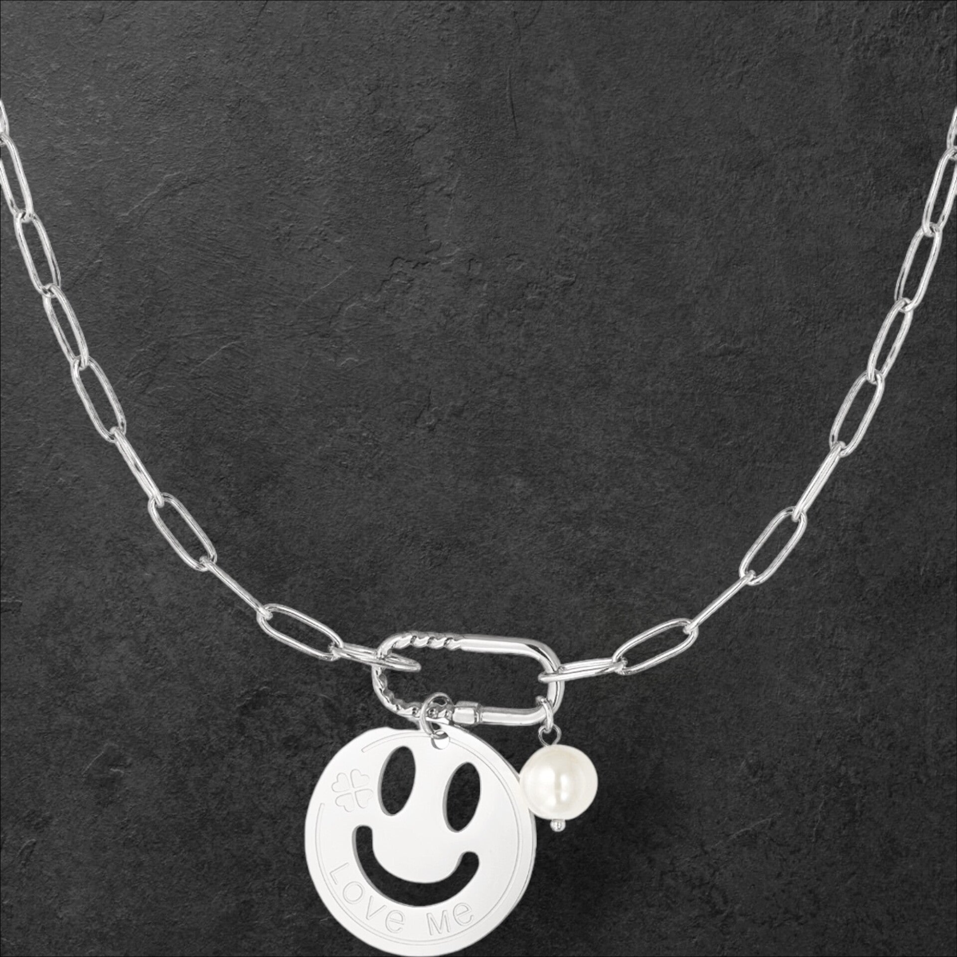 Collier smiley - argenté