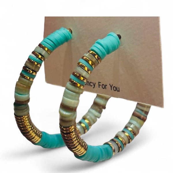 Boucles d'oreilles créole perle - bleu