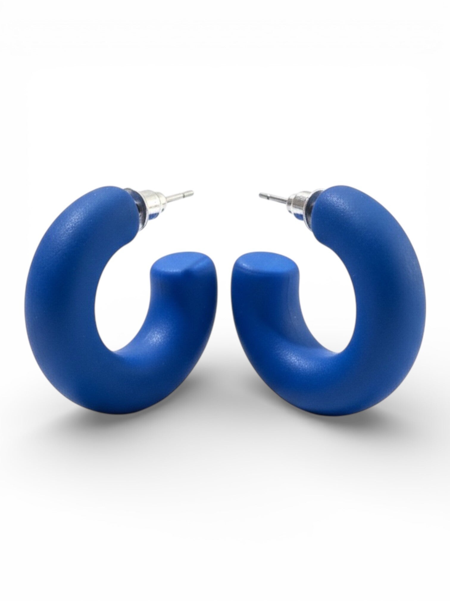 Boucles d'oreilles créole - bleu foncé