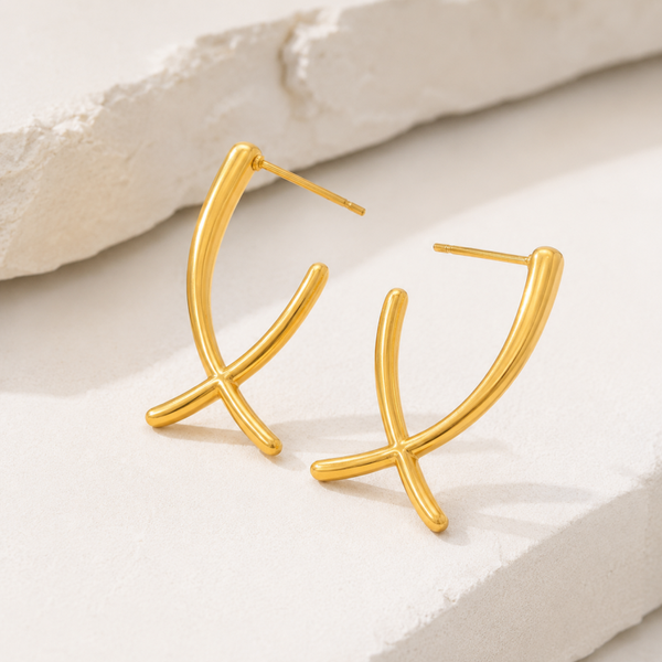 Golden Crosswave Earrings