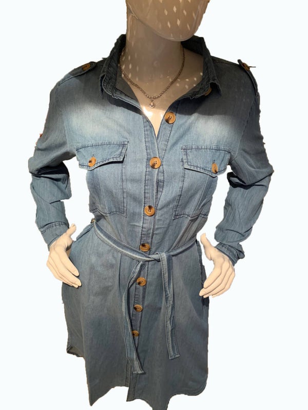 nieuwe mode spijker Blouse Jurk, new fashion denim-blous dress. 2019
