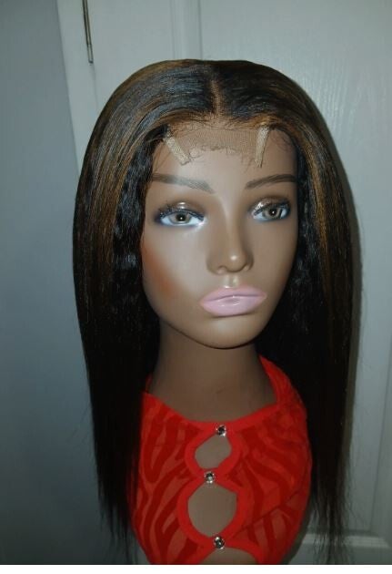 Hair Bundles 12A Yaki Kinky Straight Human Hair Wig Unprocessed With Highlights