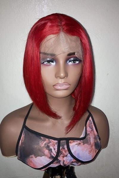 Red bob human hair| Full lace front wigs