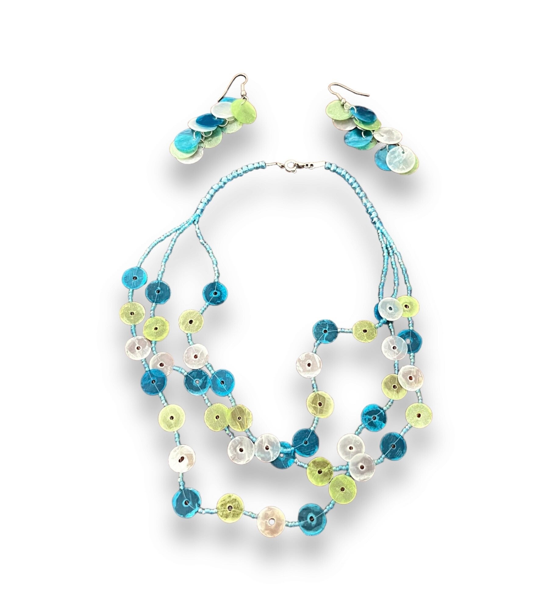 Capiz set ketting en oorbellen
