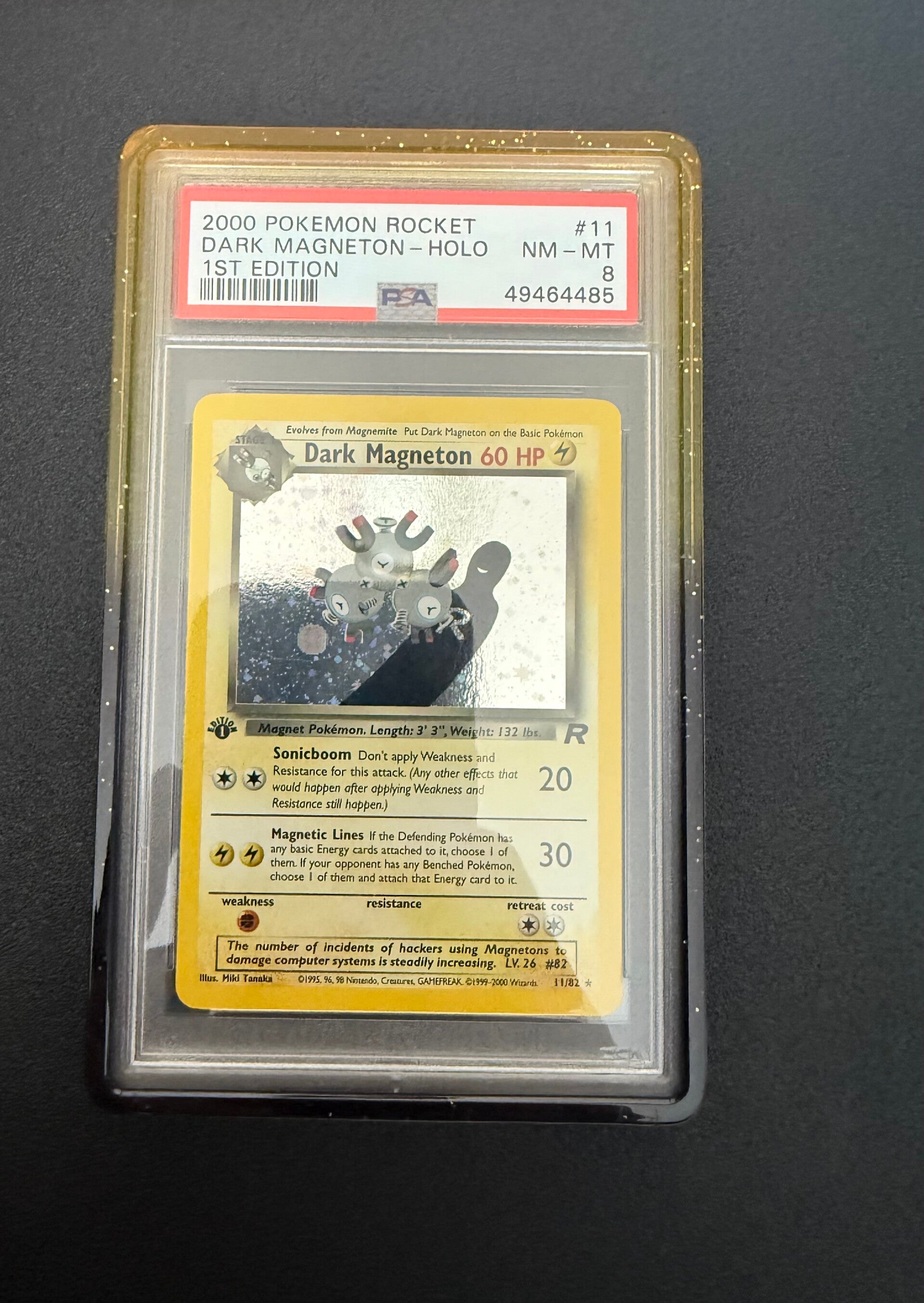 2000 POKEMON ROCKET DARK MAGNETON - HOLO 1ST EDITION PSA8 (cert 49464485) + Gaurd