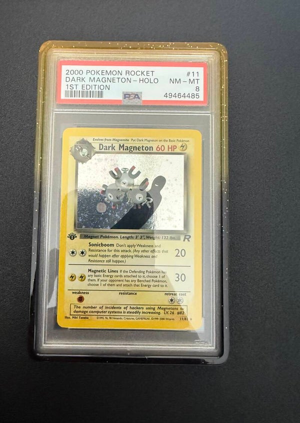 2000 POKEMON ROCKET DARK MAGNETON - HOLO 1ST EDITION PSA8 (cert 49464485) + Gaurd