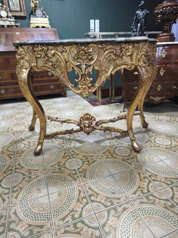 Consola Napoleón III sobredorada