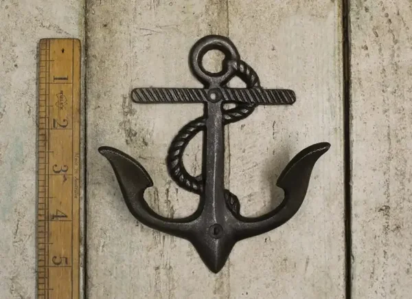 Coat Hook Double ANCHOR Rope Design Antique Iron