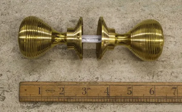 Door Knob Set Beehive Solid Brass