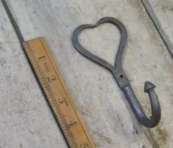 Love Heart Hook Hand Forged Thick Antique Iron