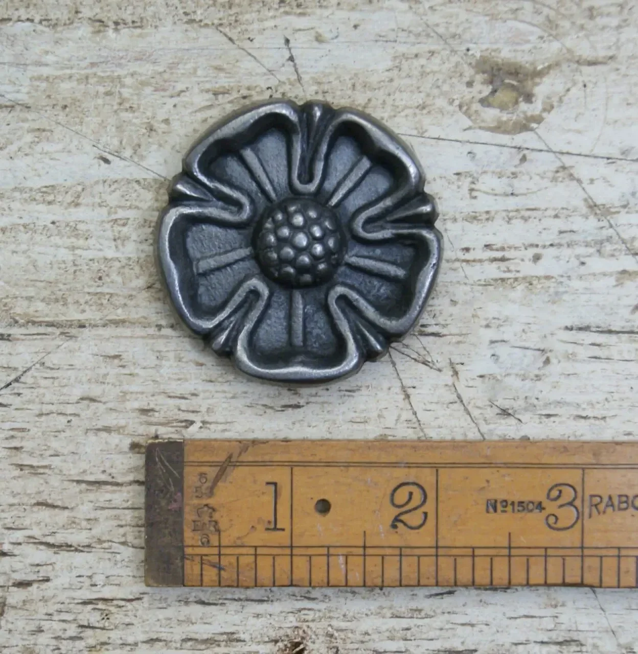 Paperweight Knocker Button Yorkshire Rose Cast Antique Iron