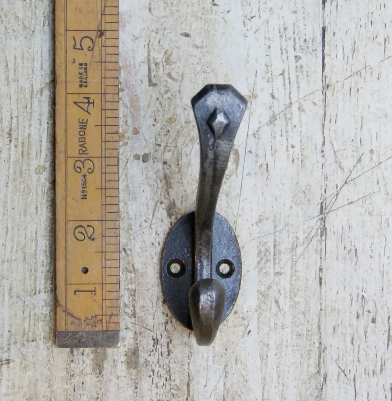 Coat Hook Double DIAMOND Cast Antique Iron Forged Antique Iron