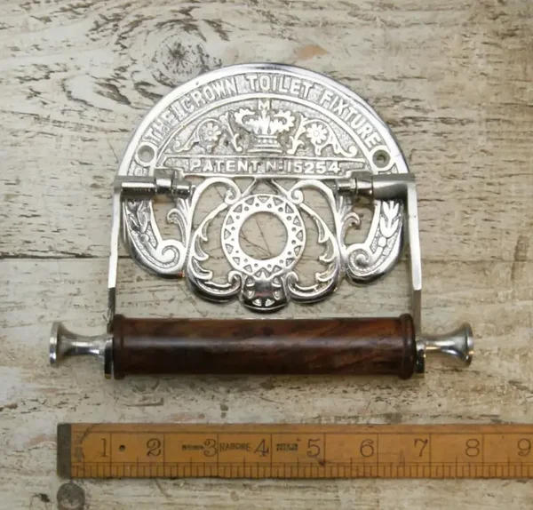 Toilet Roll Holder Crown Fixture Chrome on Cast Iron