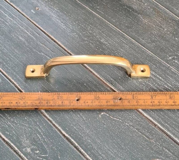 Square D Handle Cast Solid Brass Polished 180mm