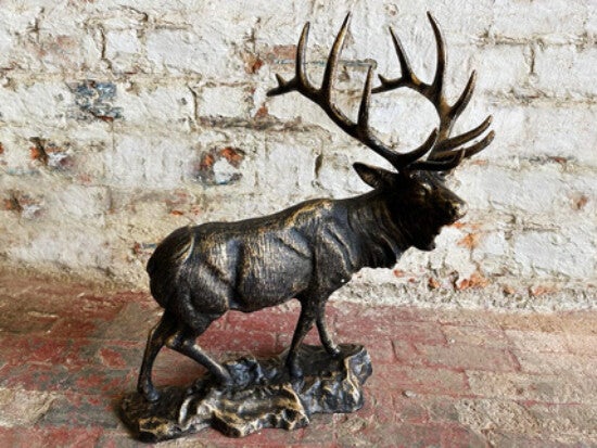 Cast Iron Stag On Metal Base