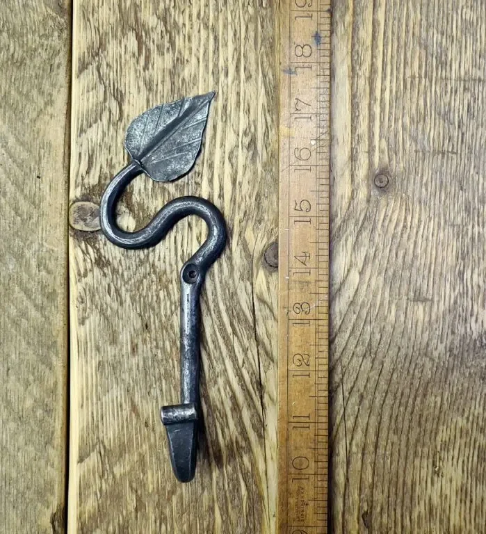 Left Hand Gothic Leaf Hook Hand Forged Antique Iron