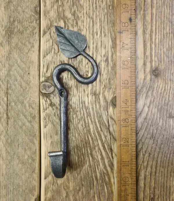 Right Hand Gothic Leaf Hook Hand Forged Antique Iron