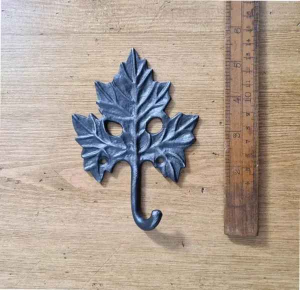 Coat Hook Single MAPLE LEAF Cast Antique Iron