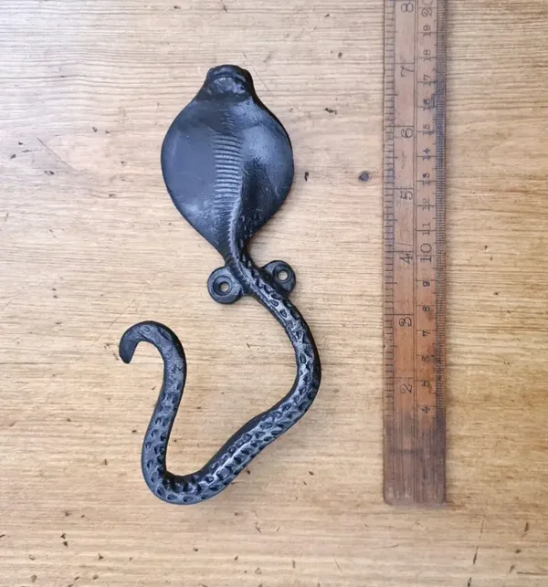 Coat Hook Single COBRA Snake Cast Antique Iron