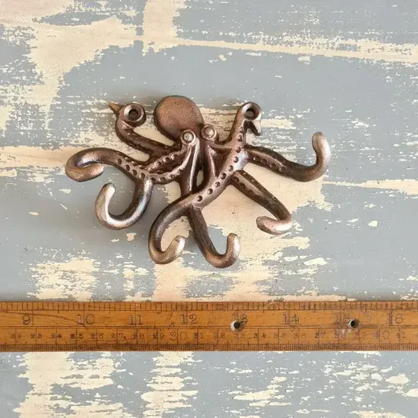 Multi Hook OCTOPUS Small Angled Head Antique Brass 85 x 125mm