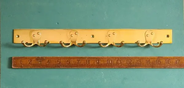 Hook Rail Solid Brass with 4 Double Robe Hooks