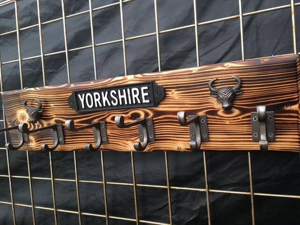 Rustic Yorkshire Bull Coat Hook Rack