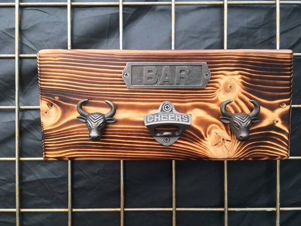 Rustic Bull Bar Bottle Opener Plaque