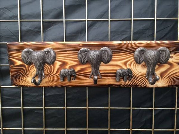 Rustic Elephant Coat Hook Rack