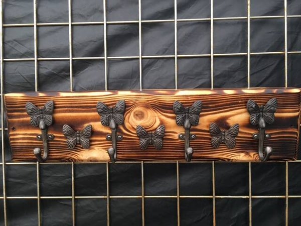 Rustic Butterfly Coat Hook Rack