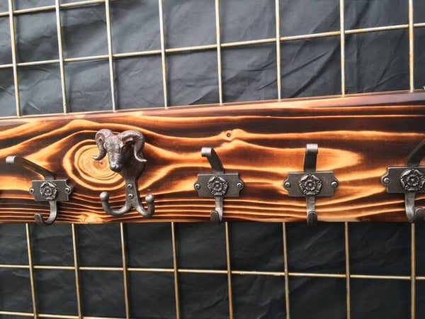 Rustic Ram Coat Hook Rack