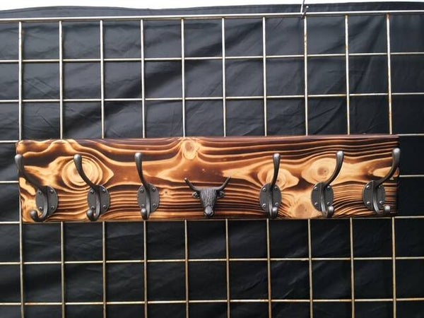 Rustic Bull Coat Hook Rack