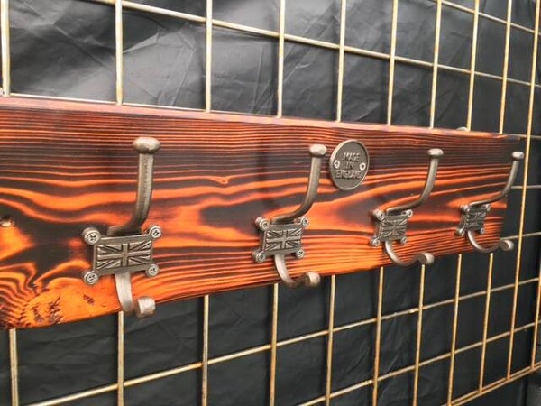 Rustic Union Jack Coat Hook Rack