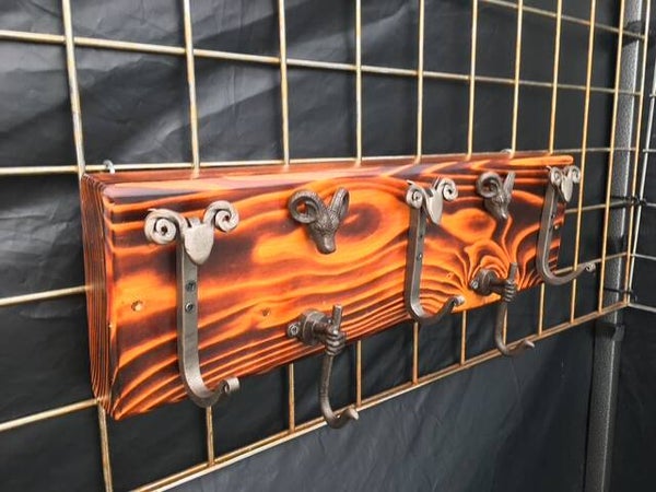 Rustic Ram Coat Hook Rack