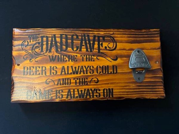 Dad Cave Bottle Opener Plaque