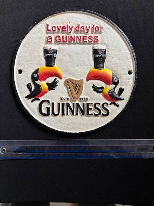 Cast Iron Lovely Day For A Guinness Plaque