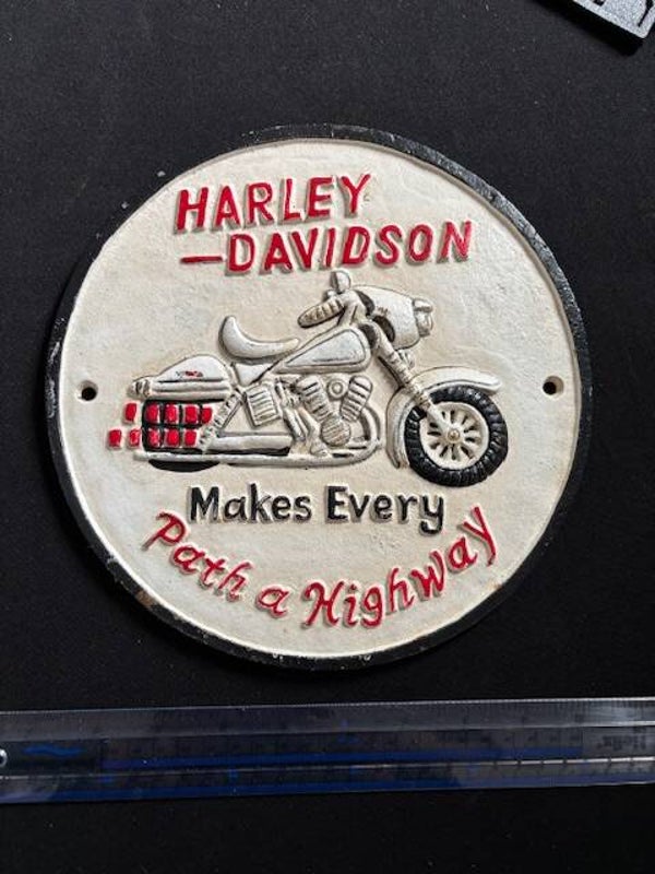 Cast Iron Harley Davidson Makes Every Path a Highway Plaque
