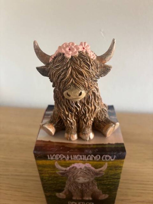Happy Highland Cow With Flower Crown