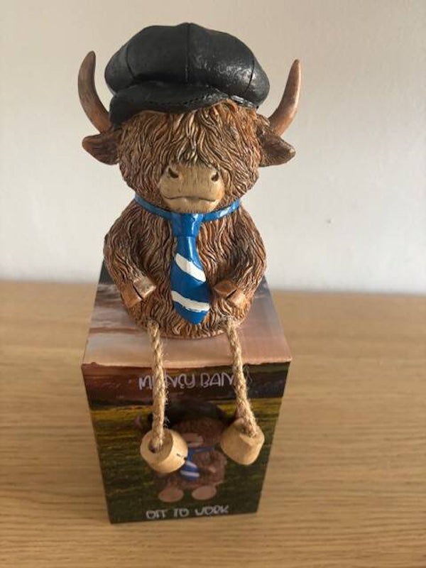 Flat Hat Highland Cow Money Bank