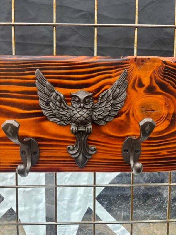 Rustic Owl Coat Hook Rack