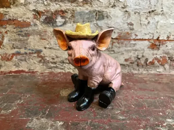 Sitting Pig With Boots