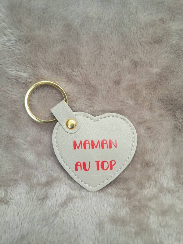 Porte-clé gris MAMAN AU TOP