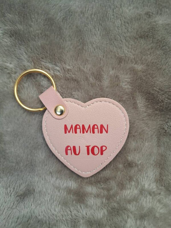 Porte-clé rose MAMAN AU TOP